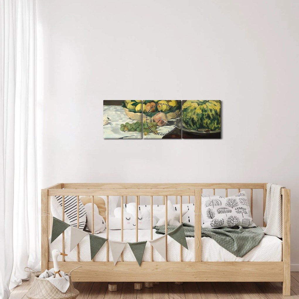 Kép - Edouard Manet, Still Life with Melon and Peaches, reprodukciók (órával) (90x30 cm)