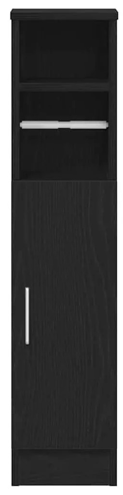 fekete fürdőszobaszekrény tekercstartóval 20,5x22x90 cm