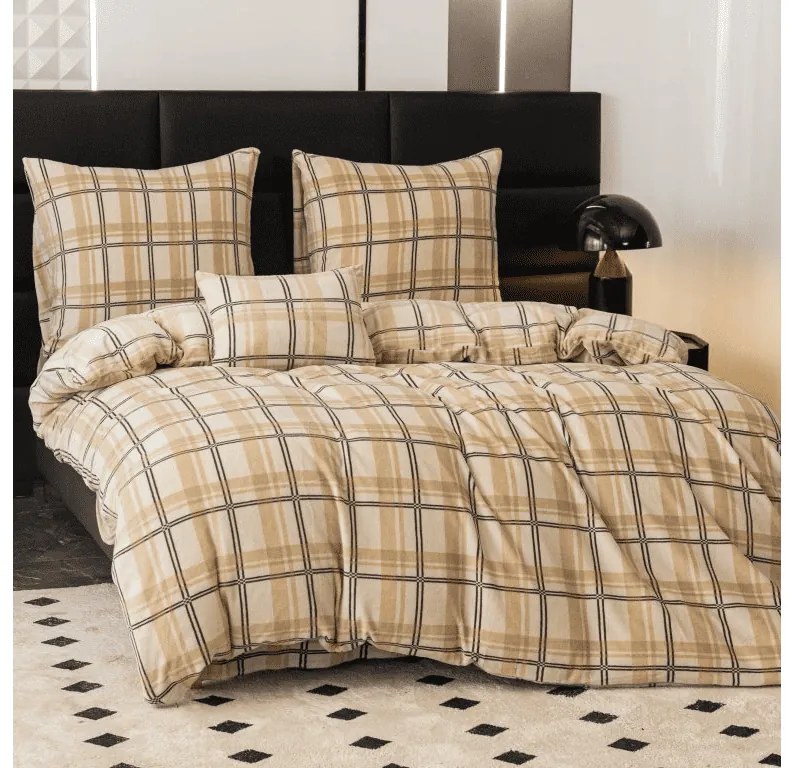 Mikroplüss ágynemű PLAID krém Ágyneműhuzat mérete: 2 ks 70 x 90 cm | 200 x 220 cm
