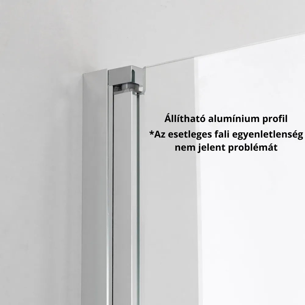 Stuxi Roma 80x100 aszimmetrikus kétszárnyú nyílóajtós zuhanykabin 6 mm vízlepergető biztonsági üveggel, króm