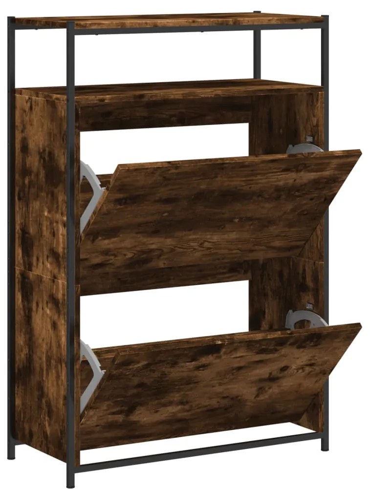 füstös tölgy színű szerelt fa cipőszekrény 75x34x112 cm