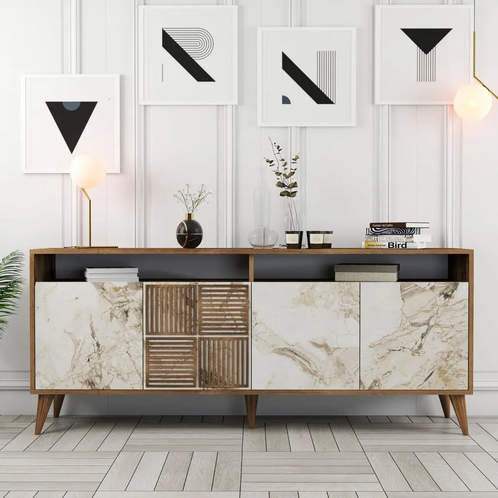 Milan - Walnut, White Marble