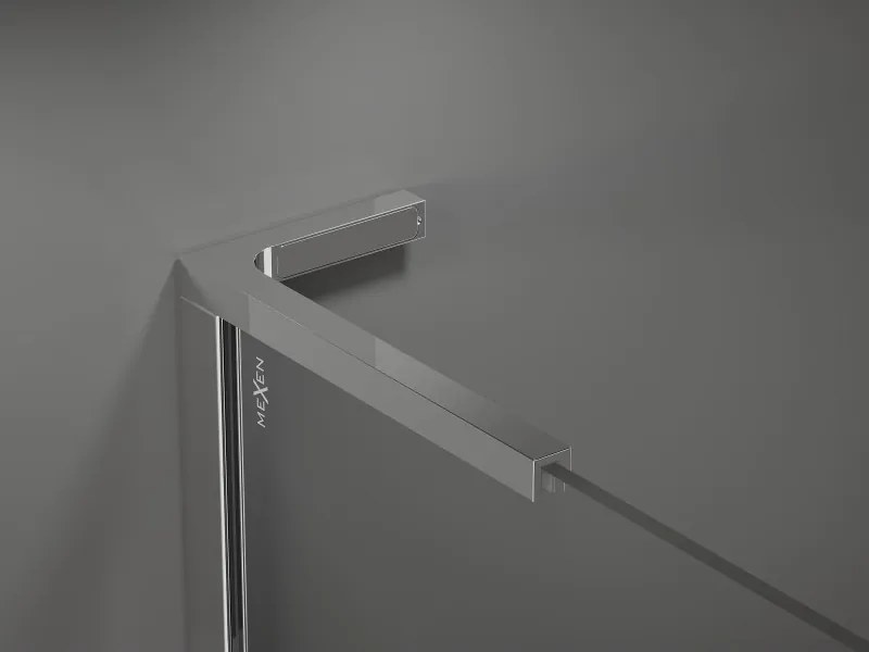 Mexen Kioto+ L, Walk-In zuhanyparaván polccal és akasztóval 120 x 200 cm, 8 mm átlátszó matt üveg, króm profil, 800-120-123-01-35