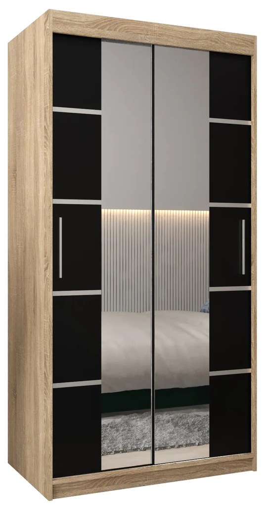 Ruhásszekrény 120 cm Verika 4 120 (szonoma tölgy + fekete). 1064271
