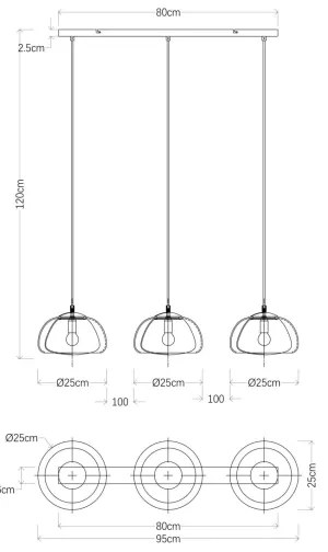 Globo 15743-3H - Csillár zsinóron JELLA 3xE14/40W/230V