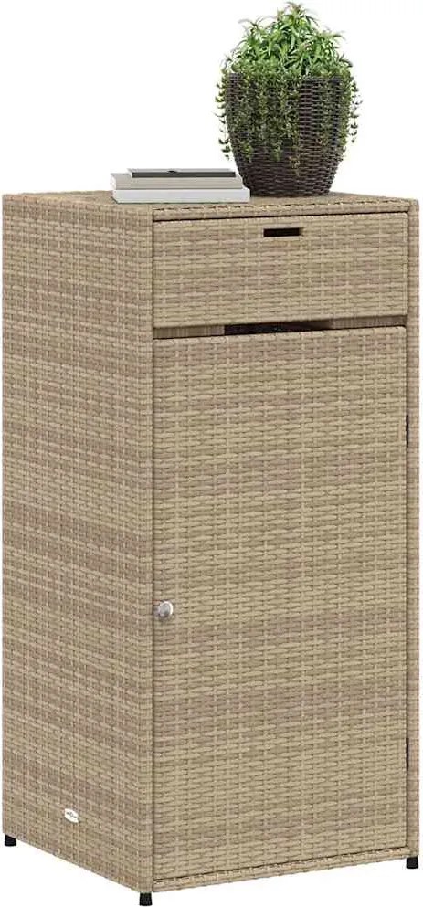 vidaXL bézs polyrattan kerti tárolószekrény 55 x 55 x 111 cm