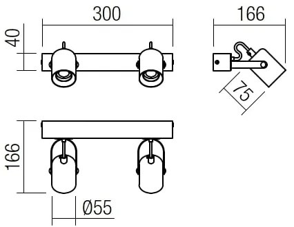 Redo 01-2416 - Fali lámpa TAFFI 2xE27/42W/230V fekete/bükk