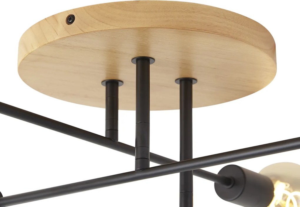 Art Deco mennyezeti lámpa fekete fa elemekkel, 6 ágú - Sydney