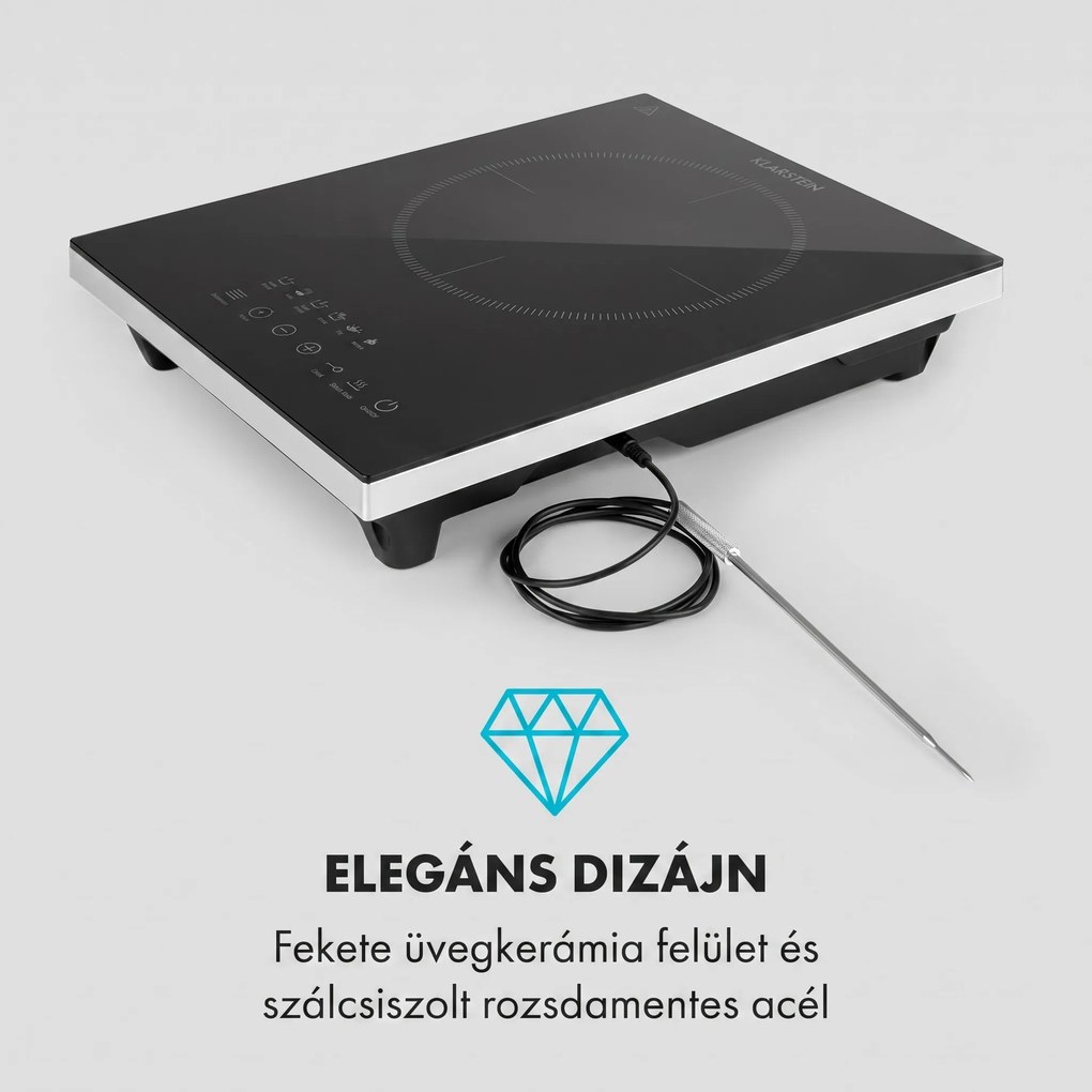 Klarstein Cook n Roll, indukciós főzőlap, 2000 W, 3 órás időzítő, 10 fokozat, fekete