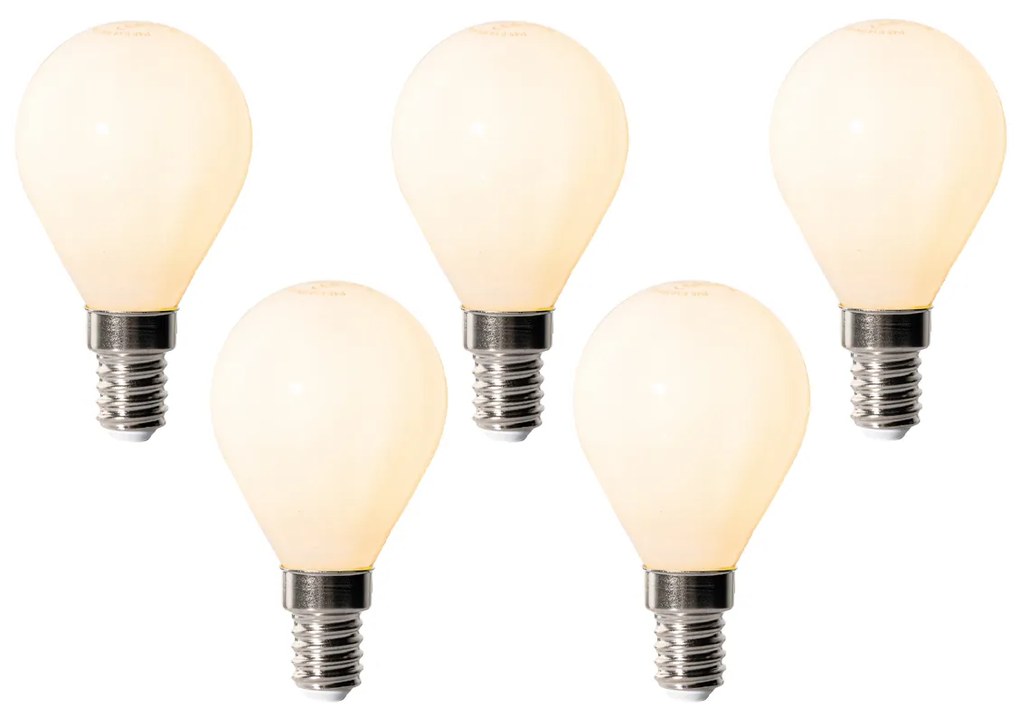 Set van 5 E14 dimbare LED lampen P45 opaal 5W 470 lm 2700K