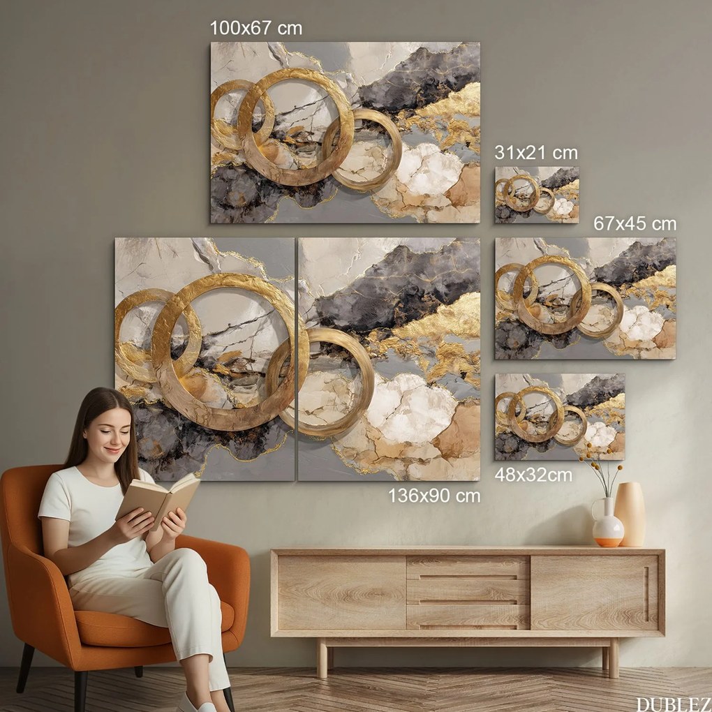 DUBLEZ | Luxusos absztrakt kép - Arany gyűrűk