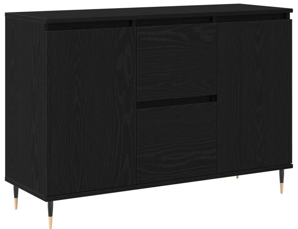 Oldalszekrény Ajtókkal és Fiókokkal Fekete Tölgy 101,5x35x70 cm