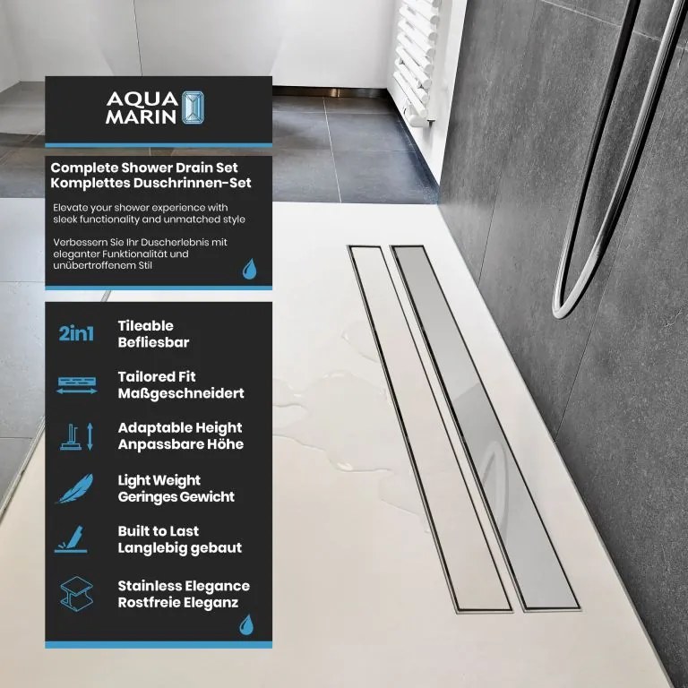 AQUAMARIN Zuhanyzóna padlóvályú sima 80 cm