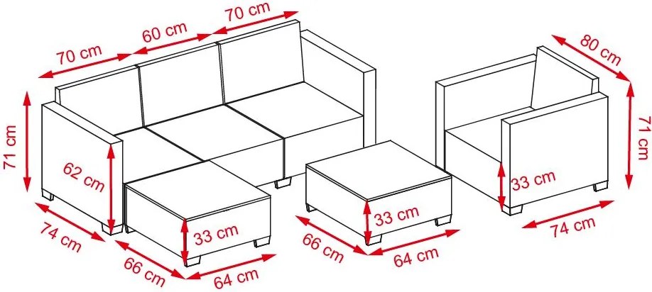 Avenberg ROVERO 6 részes rattan kerti bútor szett