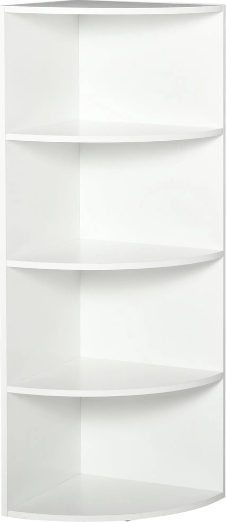 HOMCOM Sarok Könyvespolc 4 Fali Polccal 39,5x39,5x120cm Fehér | Aosom