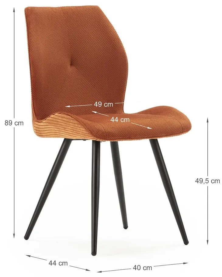 Narancssárga kordbársony étkezőszék szett 2 db-os Adaya – Marckeric