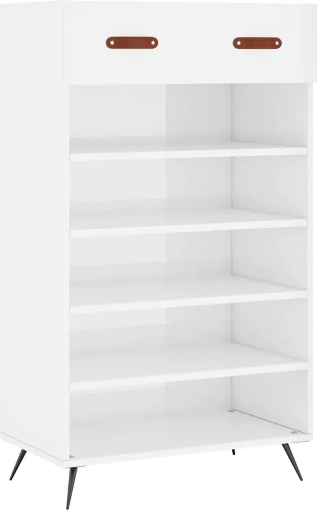 vidaXL magasfényű fehér szerelt fa cipőszekrény 60 x 35 x 105 cm