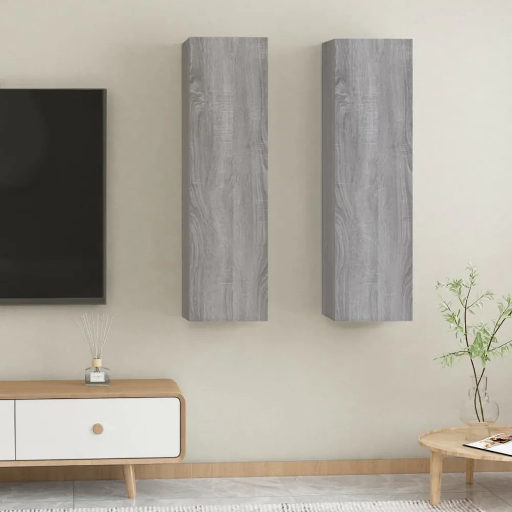 2 db szürke sonoma színű fali TV-szekrény 30,5 x 30 x 110 cm