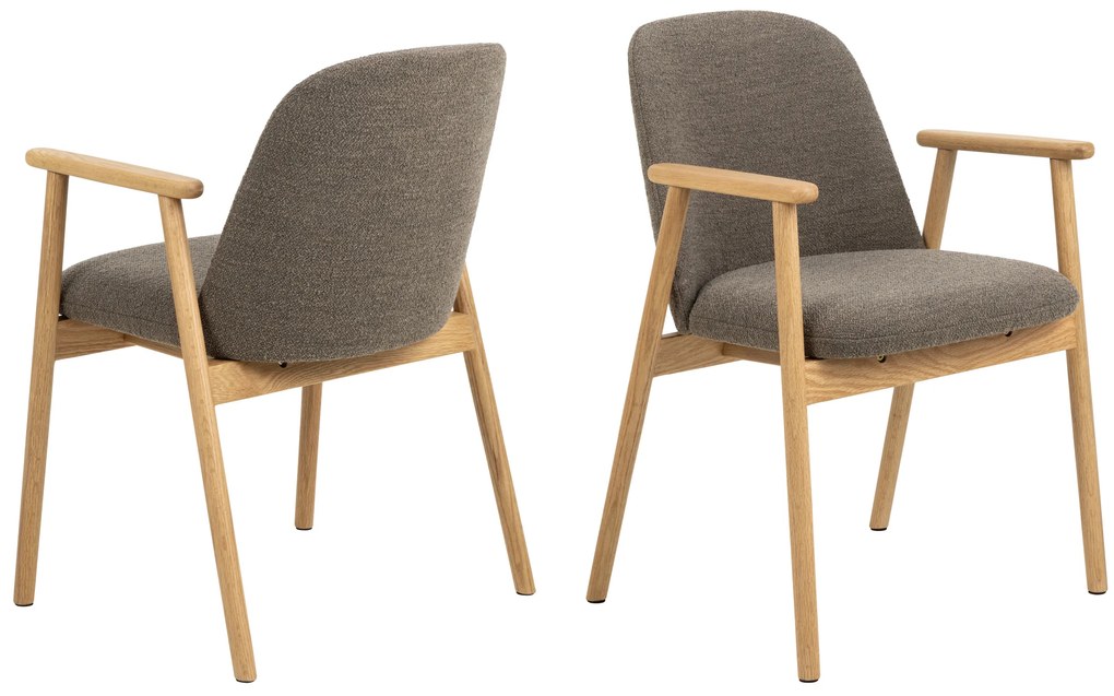 MAZZONI EXPORT RODERIC Barna Taupe (Monza 40 szövet)/olajozott tölgyfa váz - RETRO FA SZÉK BOUCLÉ NAPPALIBA ÉTKEZŐBE KONYHÁBA