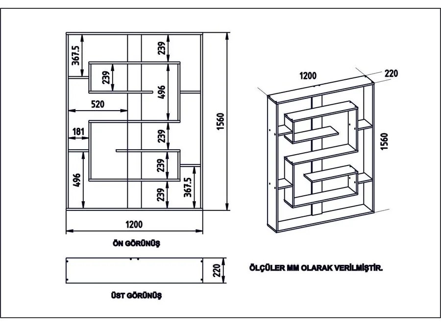 könyvespolc Esteban - Black, Ud