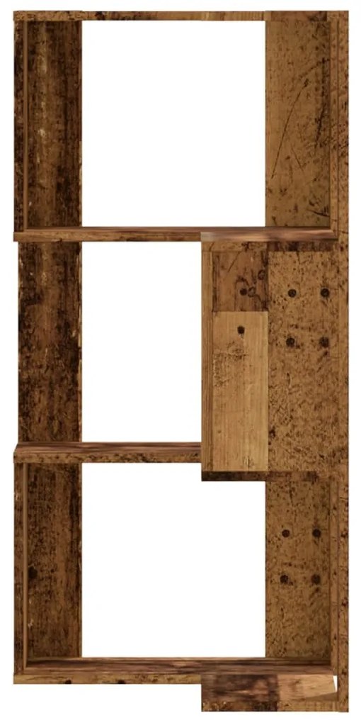 3 szintes antik fa szerelt fa sarok könyvespolc 50 x 50 x 102cm