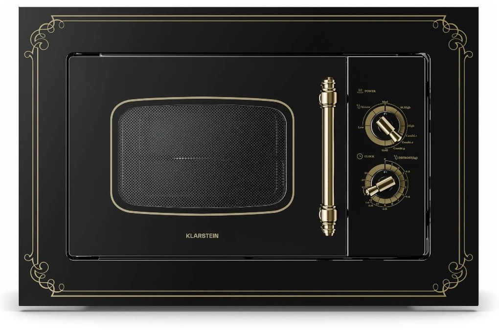Klarstein Victoria 20, beépített mikrohullámú sütő, 20 l, 800 W, grill: 1000 W, fekete