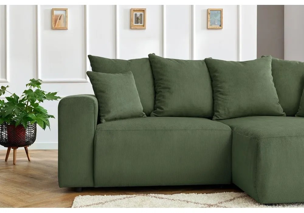 Zöld bársony sarokkanapé Enjoy – Bobochic Paris