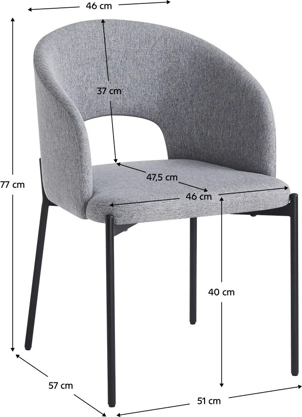 Étkezőszék, szürke/fekete, LONKA