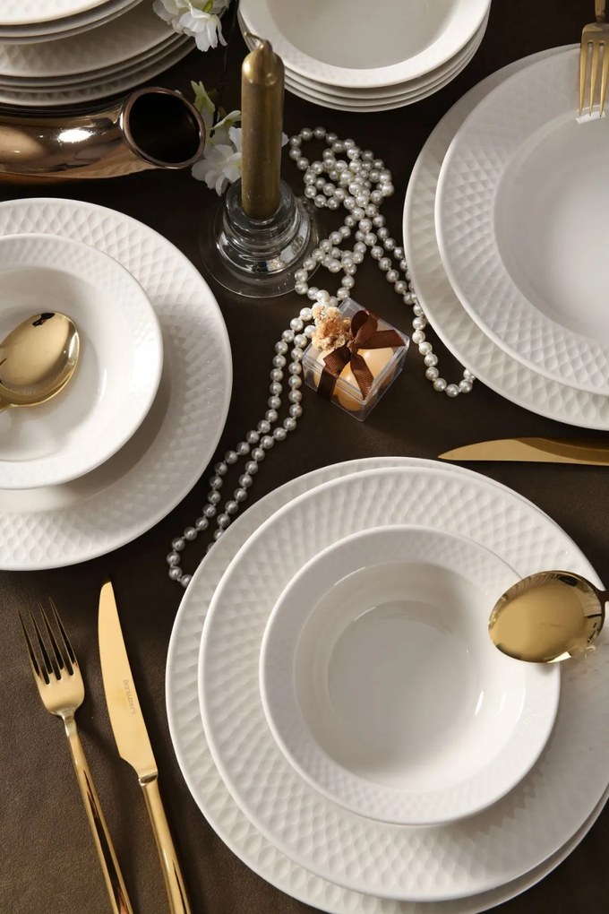 24 részes porcelán étkészlet krém
