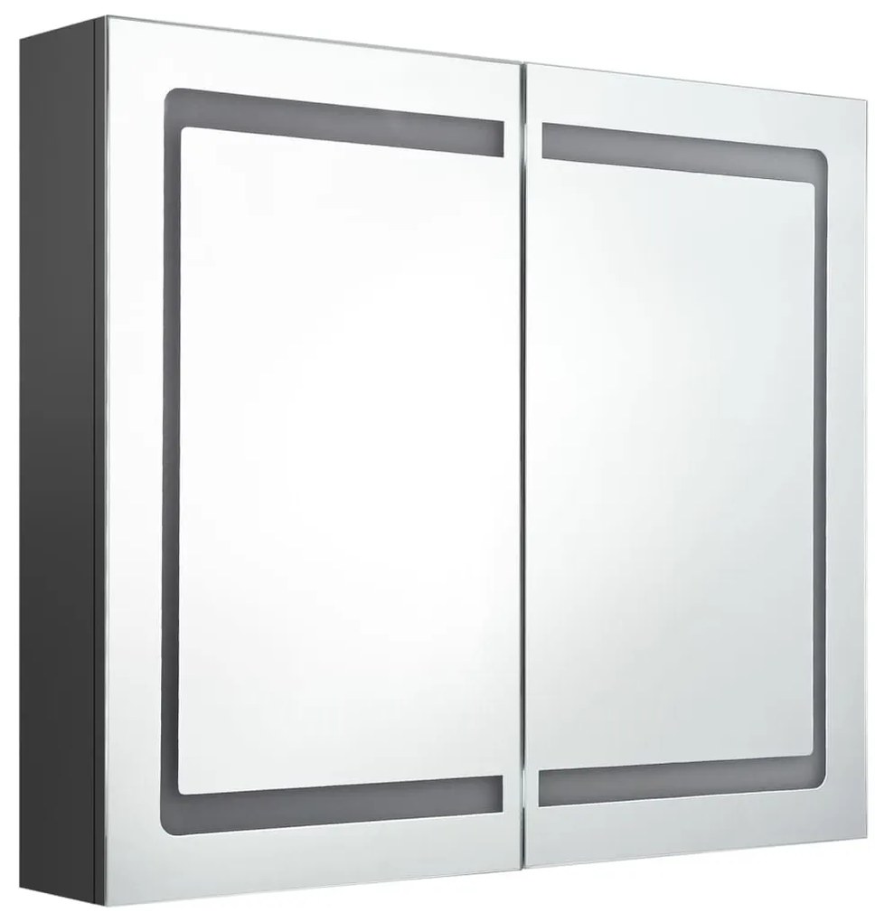 szürke LED-es tükrös fürdőszobaszekrény 80 x 12 x 68 cm