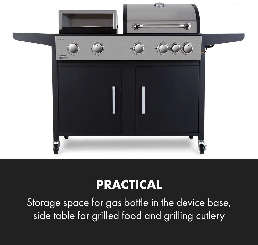 Kingsville XL, kombinált grill, gáz, pizzasütő, 20,5 kW, 5 + 1 égő