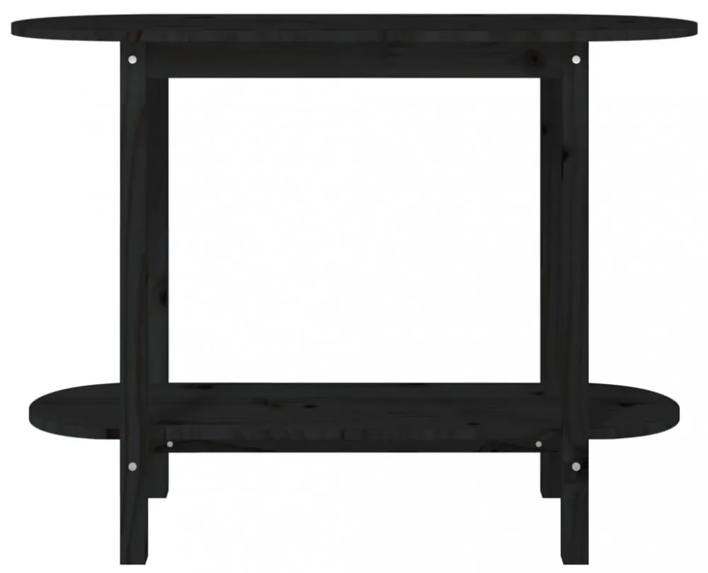 fekete tömör fenyőfa tálalóasztal 110x40x80 cm