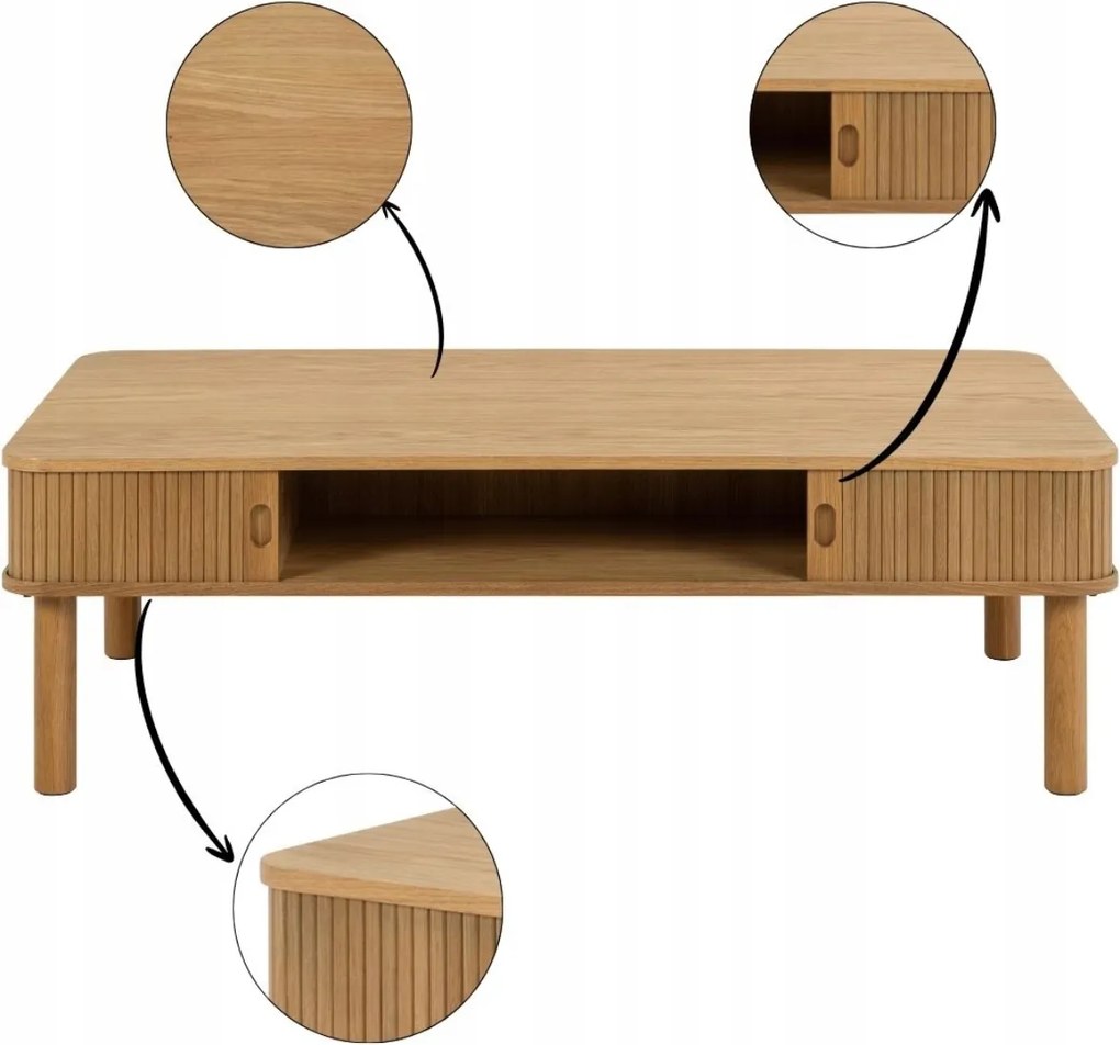 Langley Dohányzóasztal Tolóajtóval téglalap alakú nappali asztal