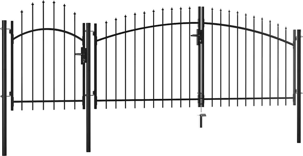 vidaXL fekete acél kertkapu 2 x 4 m