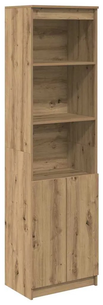 kézműves tölgy színű szerelt fa magasszekrény 50x35x180 cm