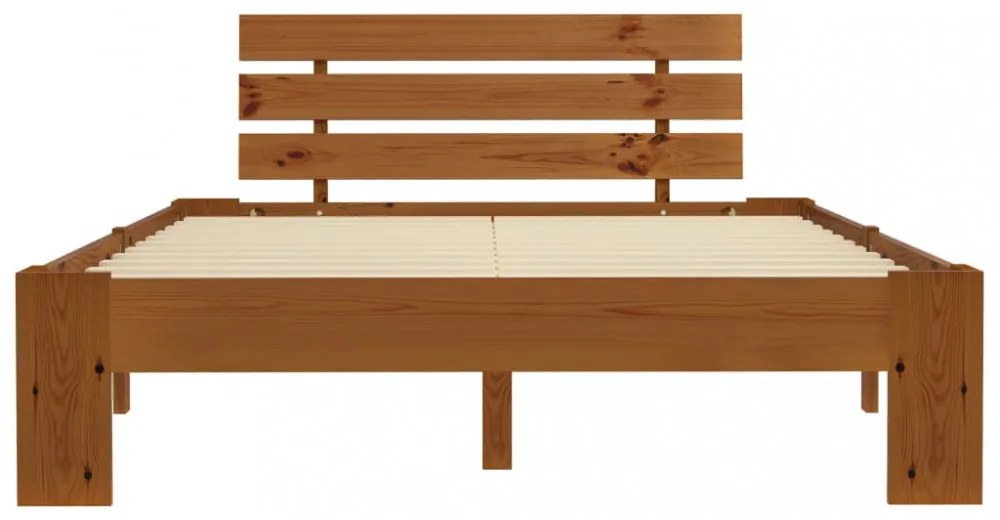 mézbarna tömör fenyőfa ágykeret 120 x 200 cm