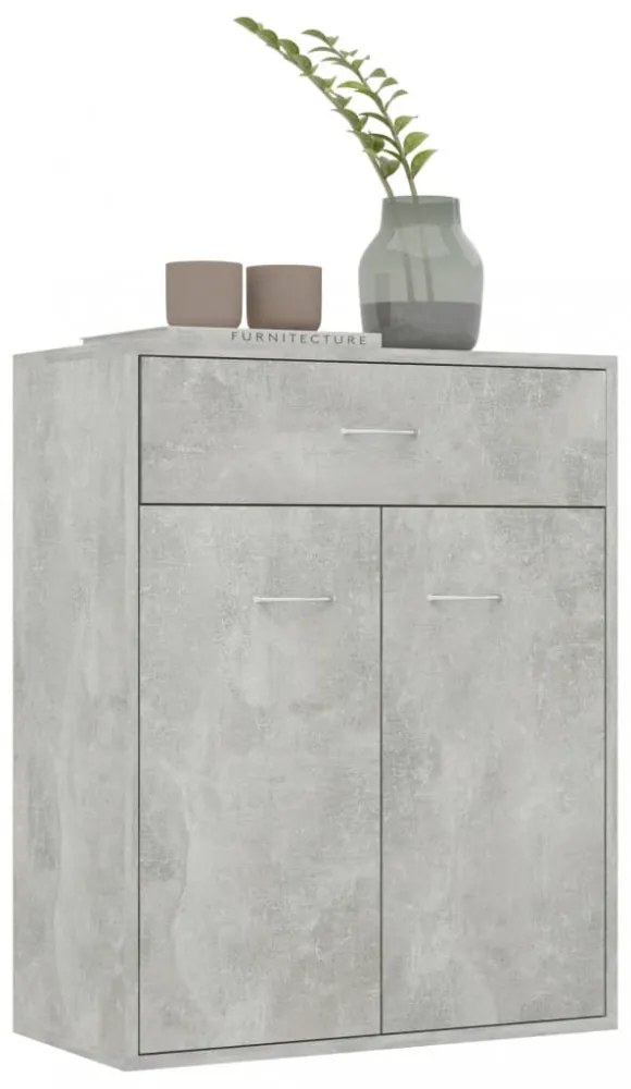 betonszürke szerelt fa tálalószekrény 60 x 30 x 75 cm