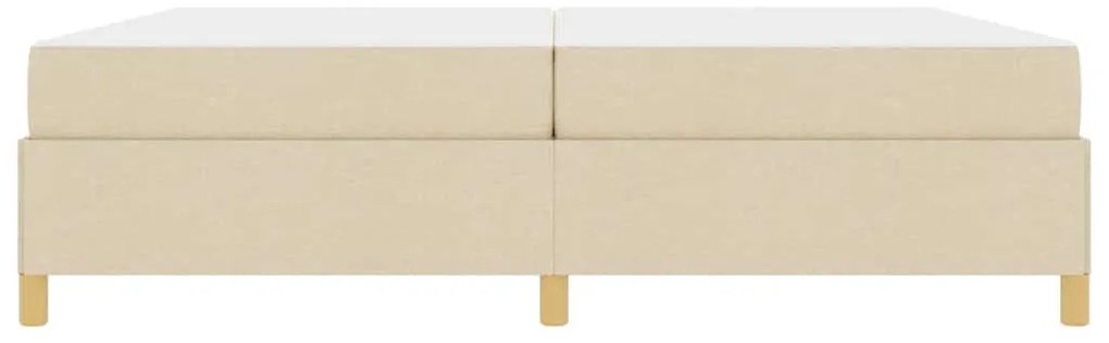 Boxrugós ágy matracmal Fehér és krém 200 x 200 cm szövet