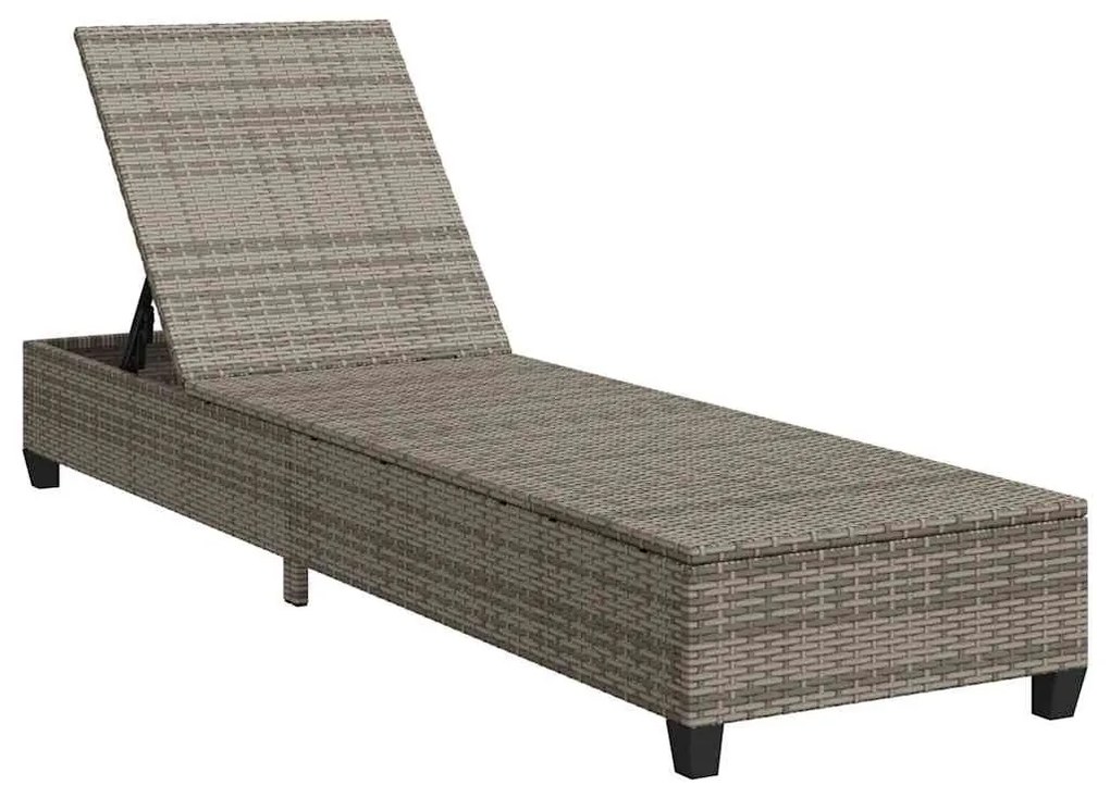 Szürke polyrattan napozóágy párnákkal 55x200x25,5 cm