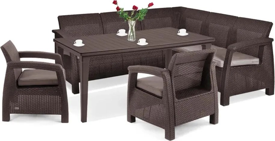 Corfu Relax duo kerti bútor garnitúra futura asztallal barna