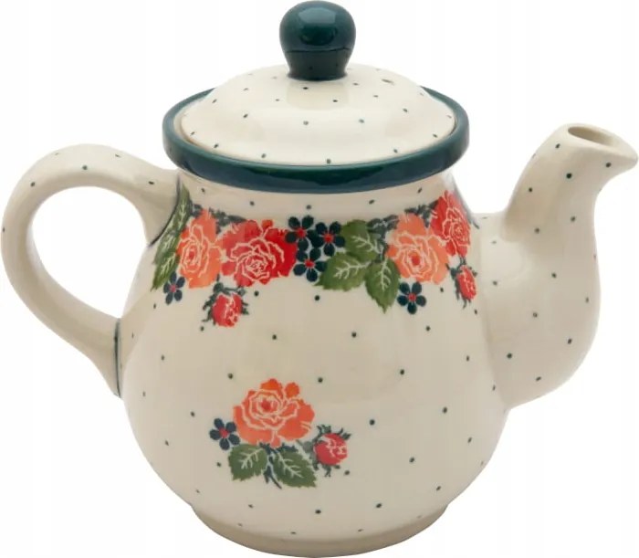 Vízforraló 600 ml szűrő a csőrben Művészi kerámia Bolesławiec 2120 Virágok