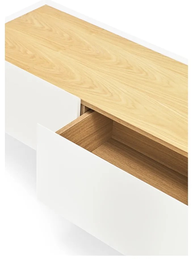 Fehér-natúr színű TV-állvány tölgyfa dekorral 180x45 cm Arista – Teulat