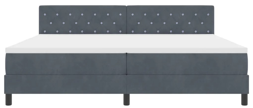 Boxspring Ágy Mattal és LED Világítással Sötét Szürke 200x200 cm Bársony