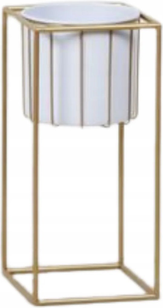 Virágtartó fedél Virágágyás Swen fém fehér arany 46 cm loft négyzet