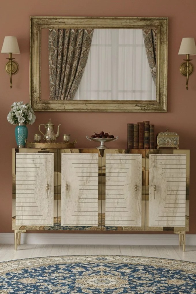 Tuna 120 - White, Travertine, Gold