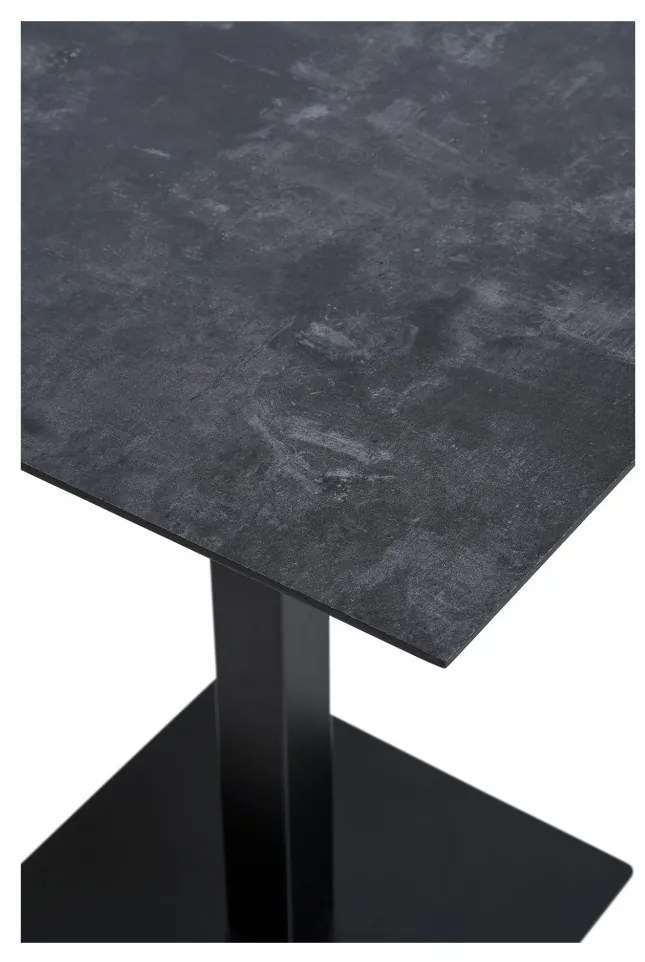 Fano dohányzóasztal, sötét kő, fekete fém talp 70x70x75 cm