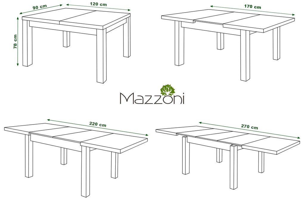 Mazzoni ROYAL Millenium Beton/Fehér Matt - 270 cm-es NYITHATÓ ASZTAL!