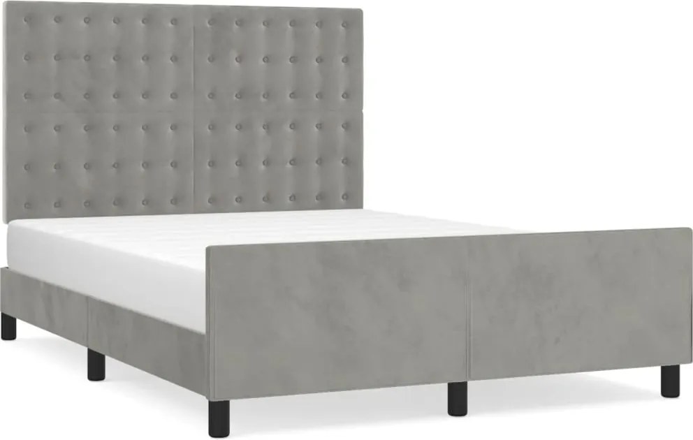 vidaXL világosszürke bársony ágykeret matrac nélkül 140 x 190 cm