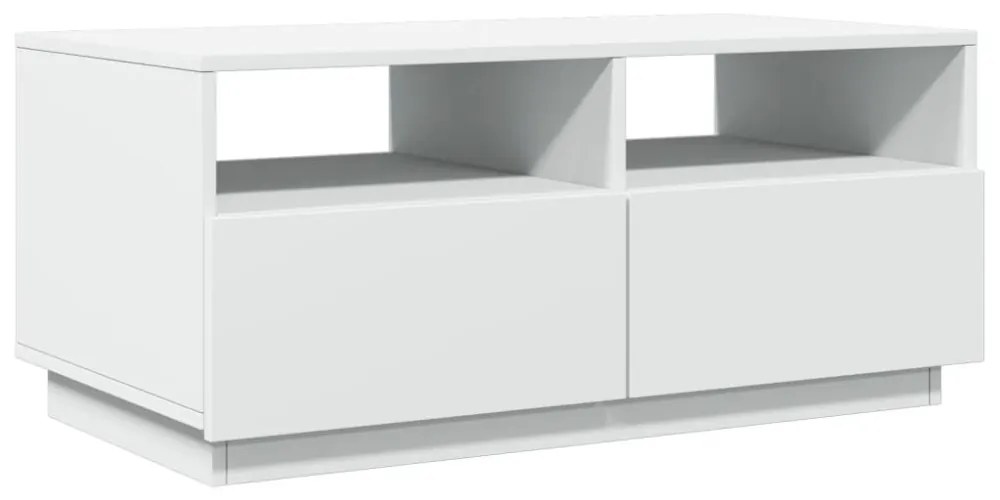 fehér dohányzóasztal LED-lámpákkal 90x49x40 cm