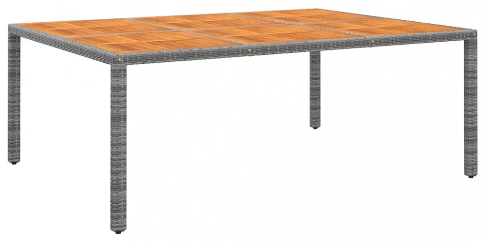 szürke akácfa és polyrattan kerti asztal 200 x 150 x 75 cm